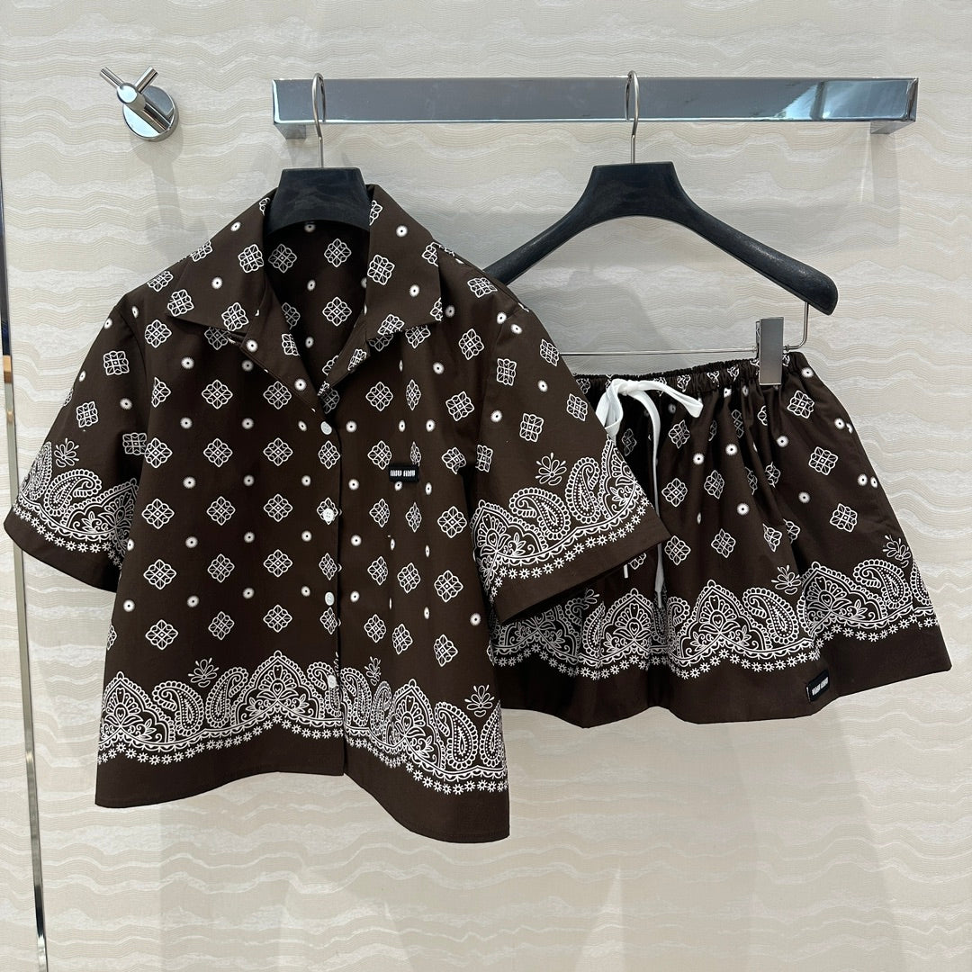 MIUMIU Resort Short-Sleeved Shirt and Shorts (On Sale)