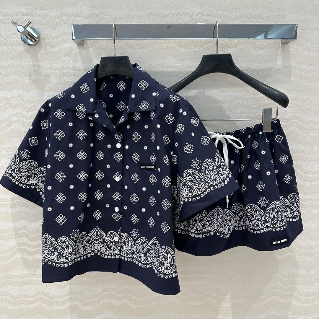 MIUMIU Resort Short-Sleeved Shirt and Shorts (On Sale)