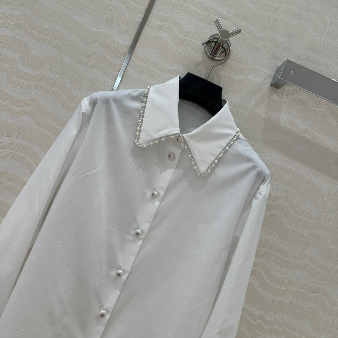 Chanel Jacquard Shirt with Pearl Buttons (On Sale)