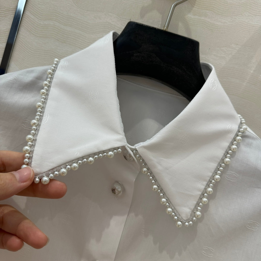 Chanel Jacquard Shirt with Pearl Buttons (On Sale)