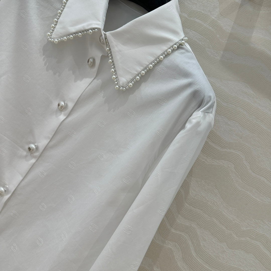Chanel Jacquard Shirt with Pearl Buttons (On Sale)
