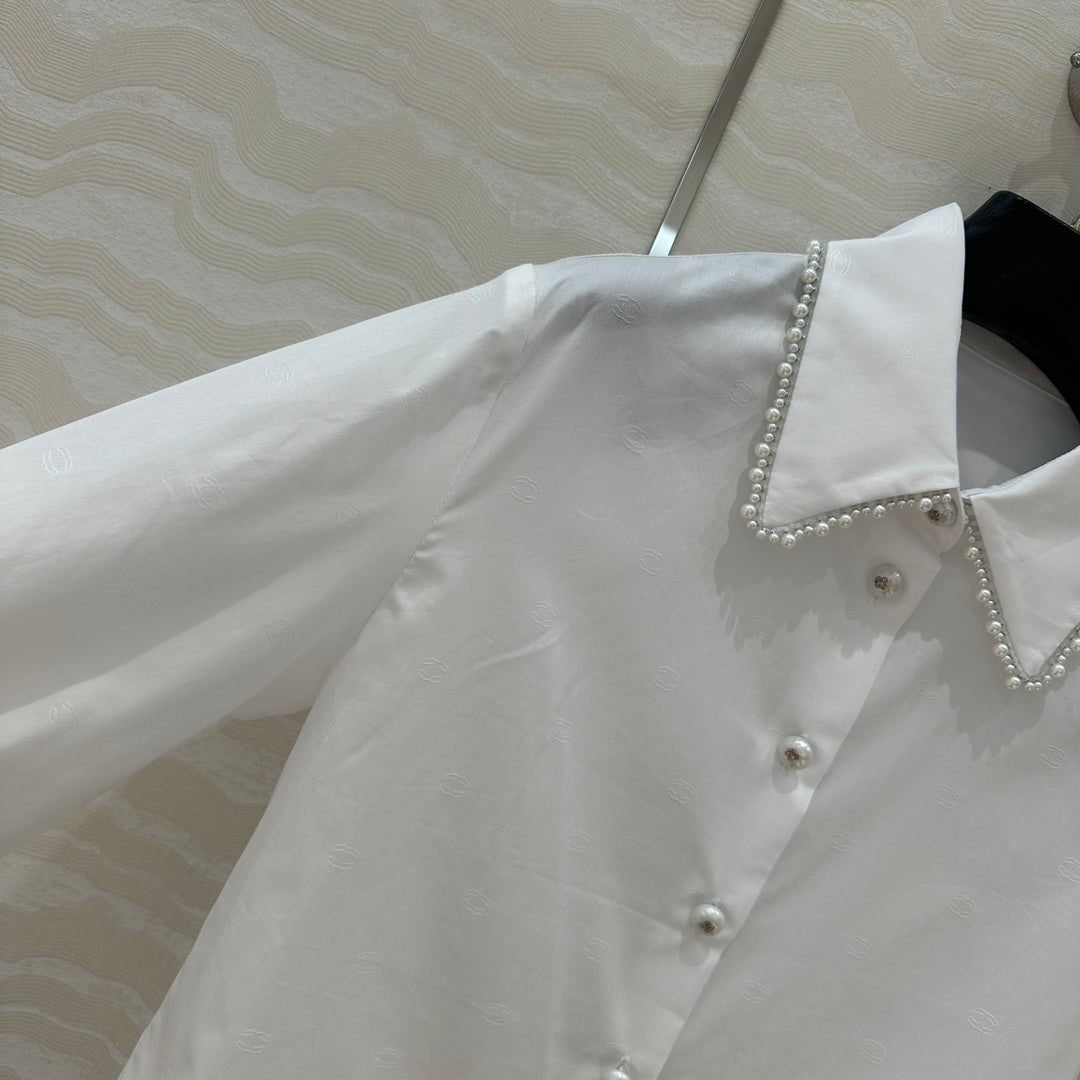 Chanel Jacquard Shirt with Pearl Buttons (On Sale)