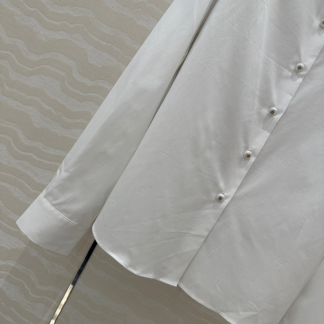 Chanel Jacquard Shirt with Pearl Buttons (On Sale)