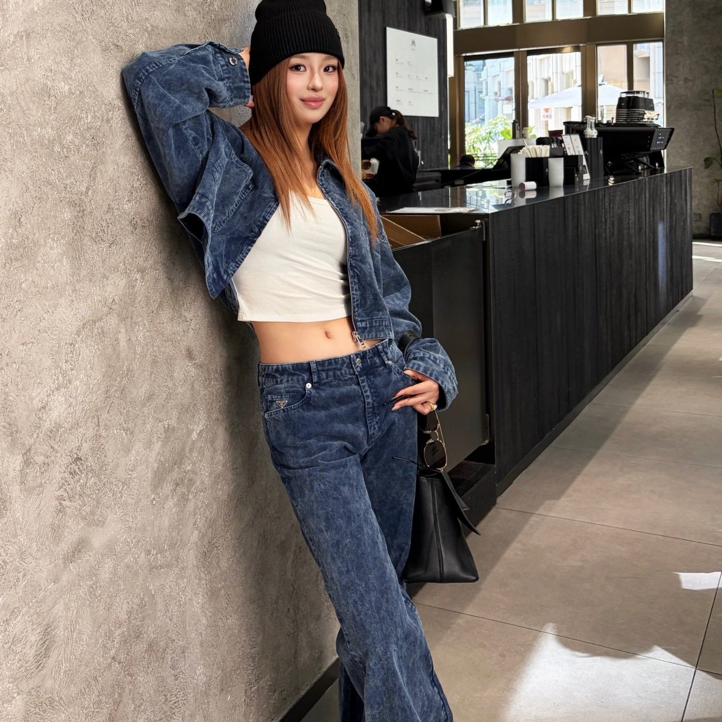 Prada 26SS Corduroy Collar Jacket / High-Waisted Trousers