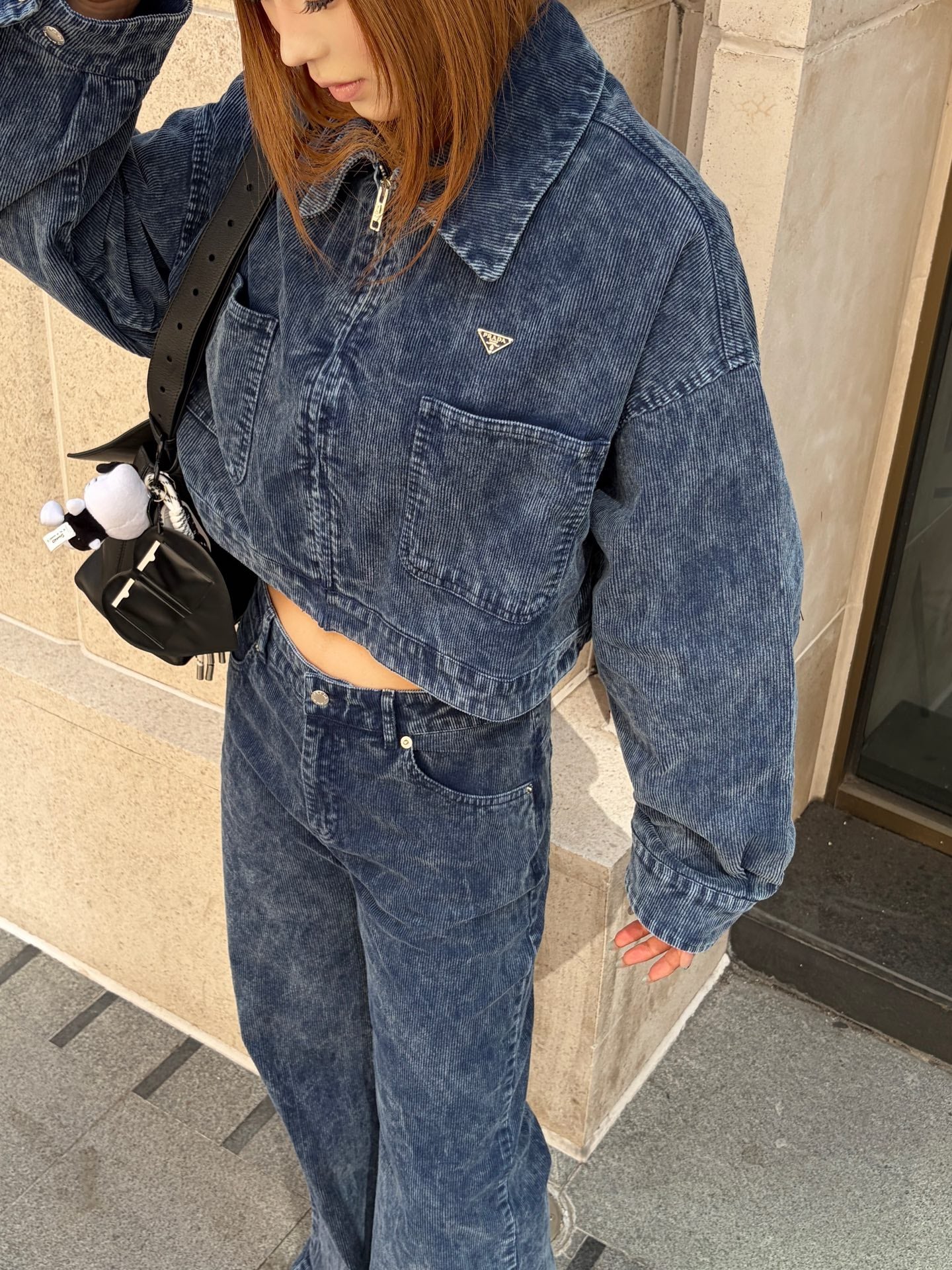 Prada 26SS Corduroy Collar Jacket / High-Waisted Trousers