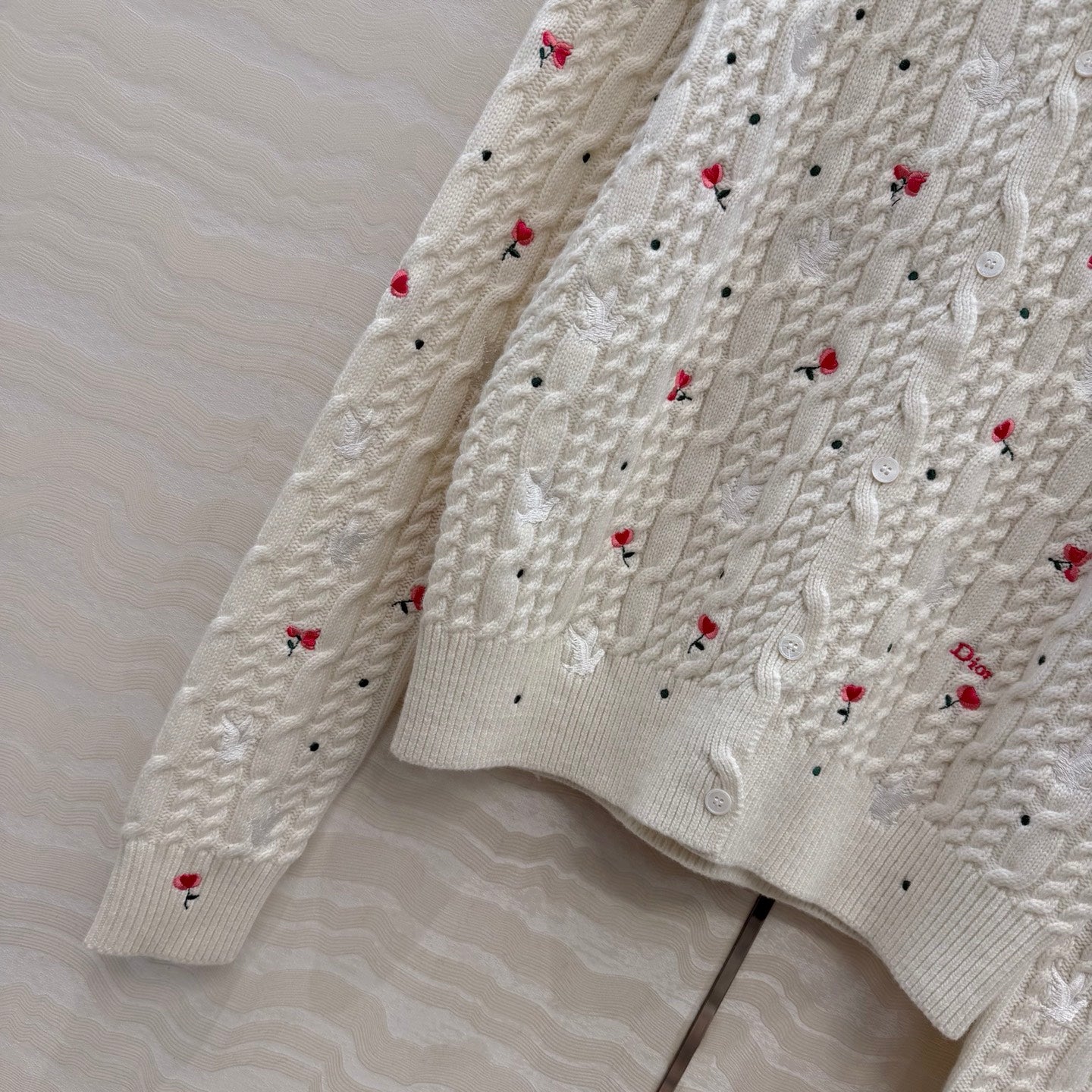 Dior 26SS embroidered knit sweater/short-sleeved knit top