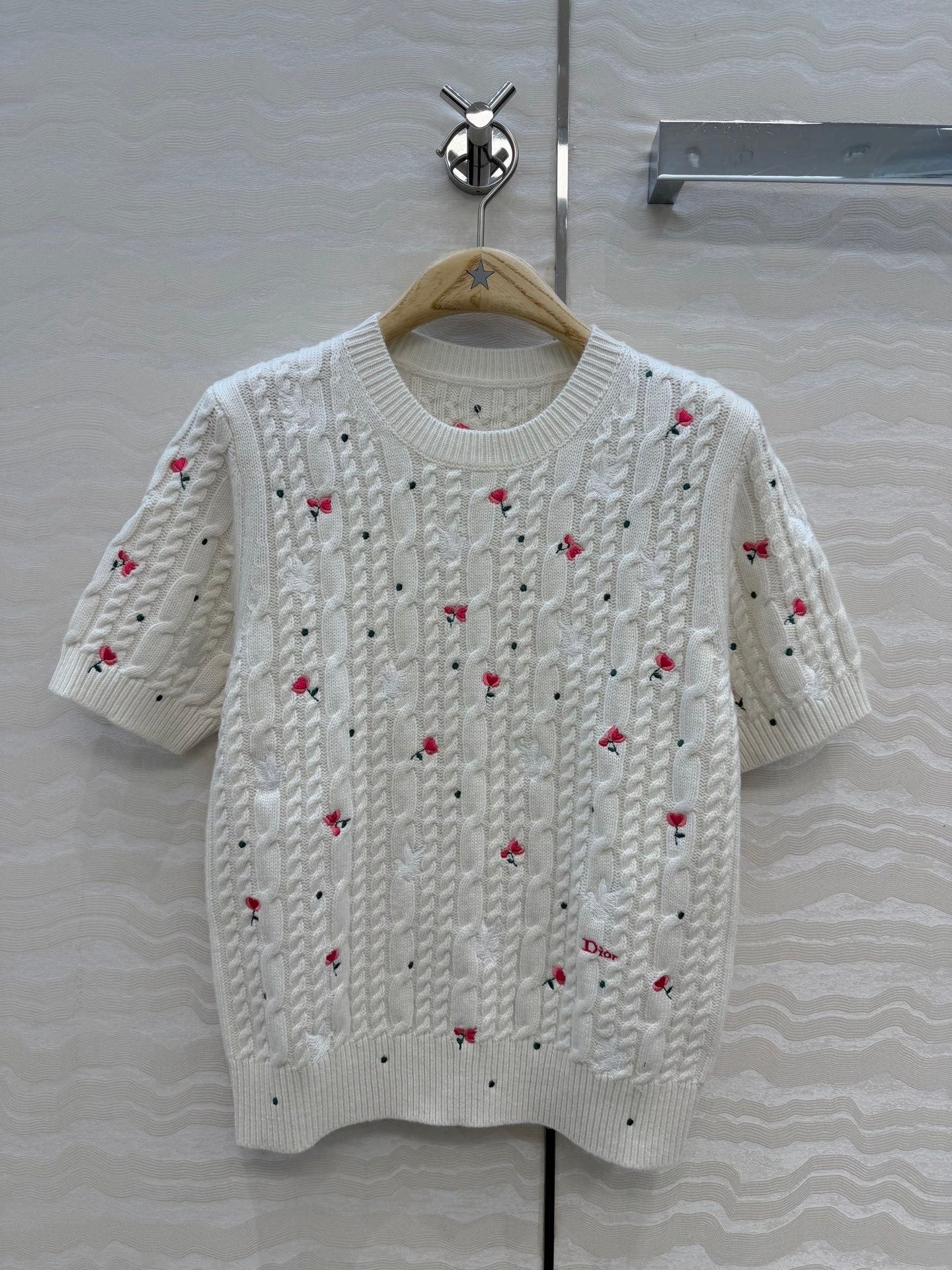 Dior 26SS embroidered knit sweater/short-sleeved knit top