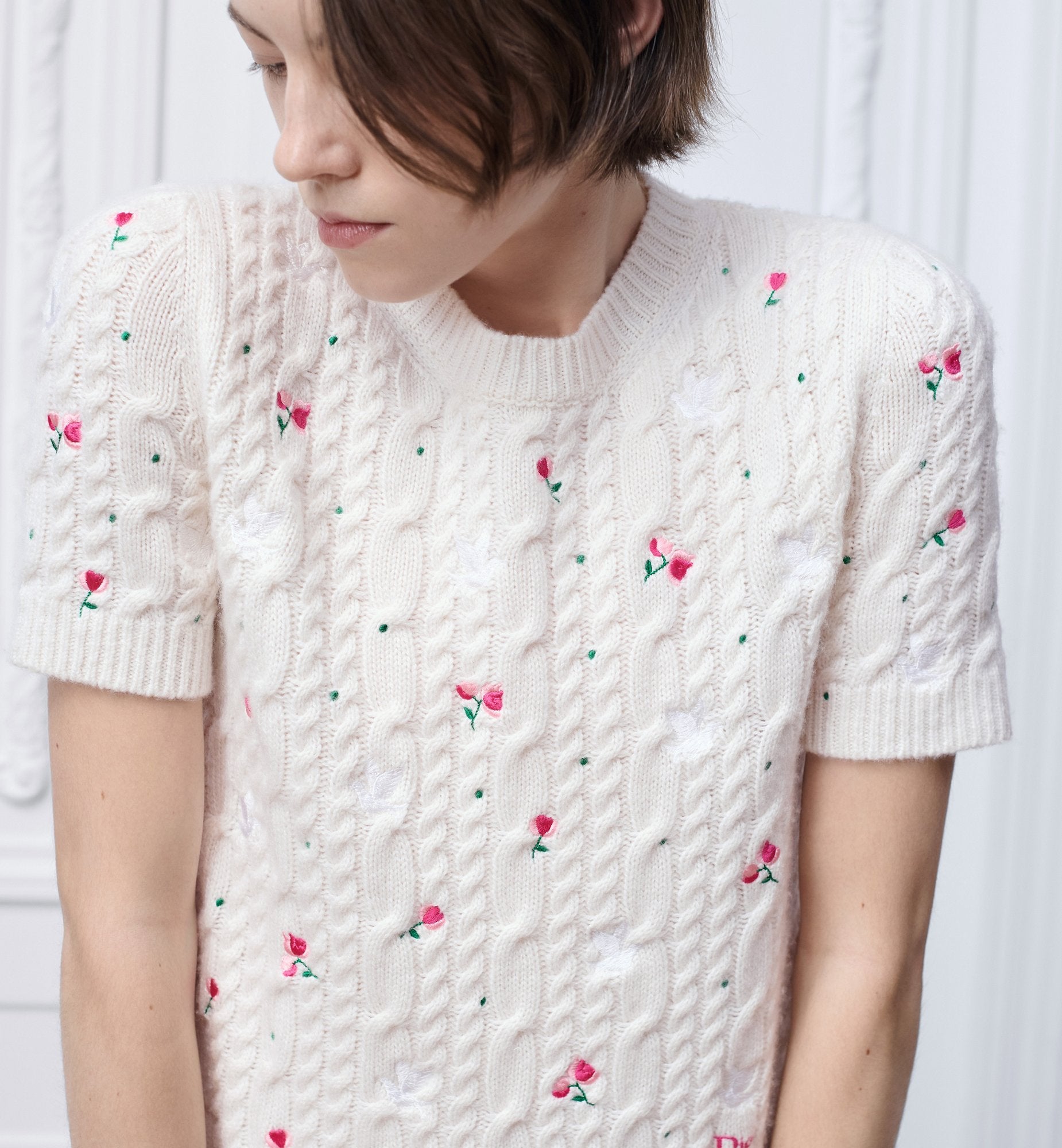 Dior 26SS embroidered knit sweater/short-sleeved knit top