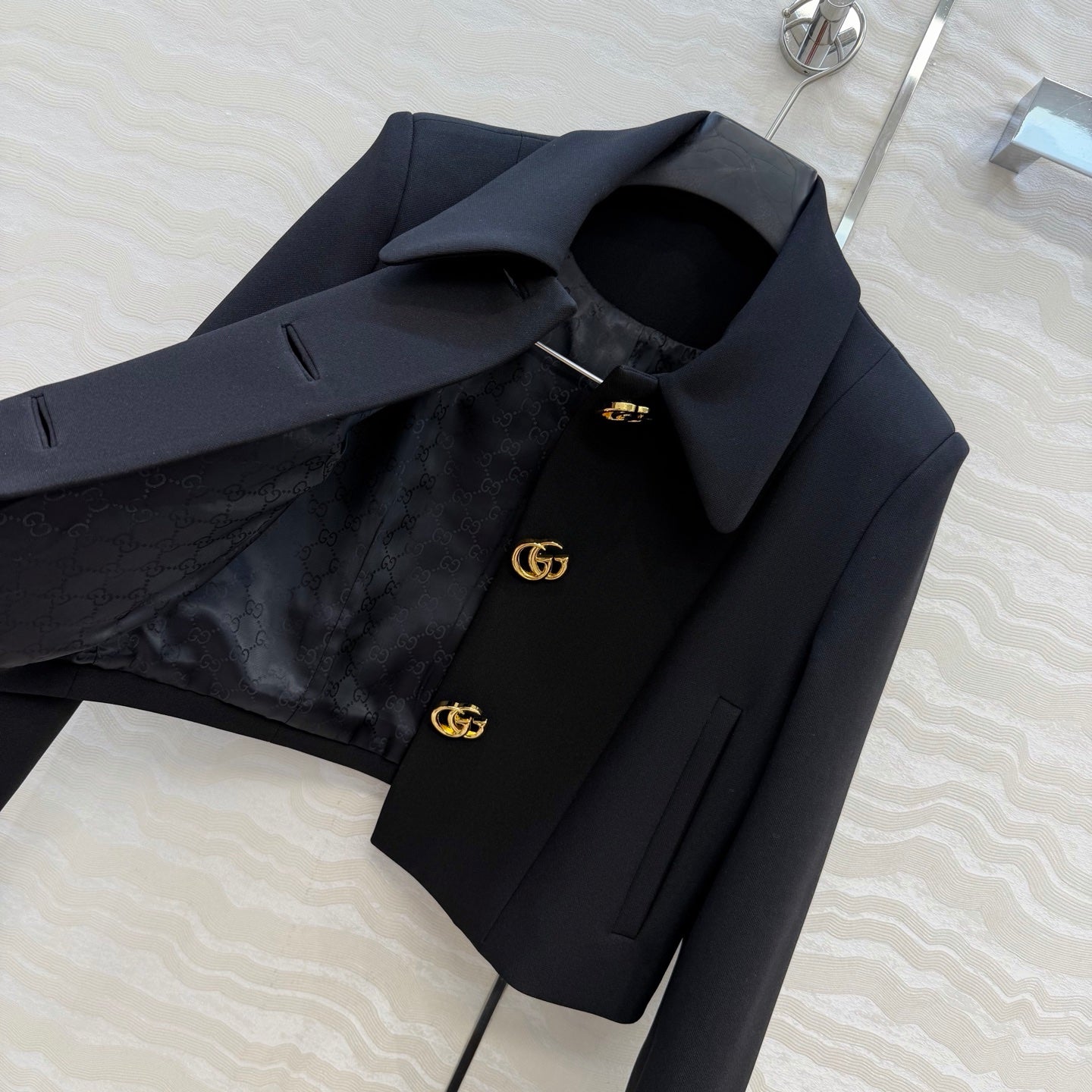 Gucci 26SS Metal Buckle Lapel Jacket/Skirt