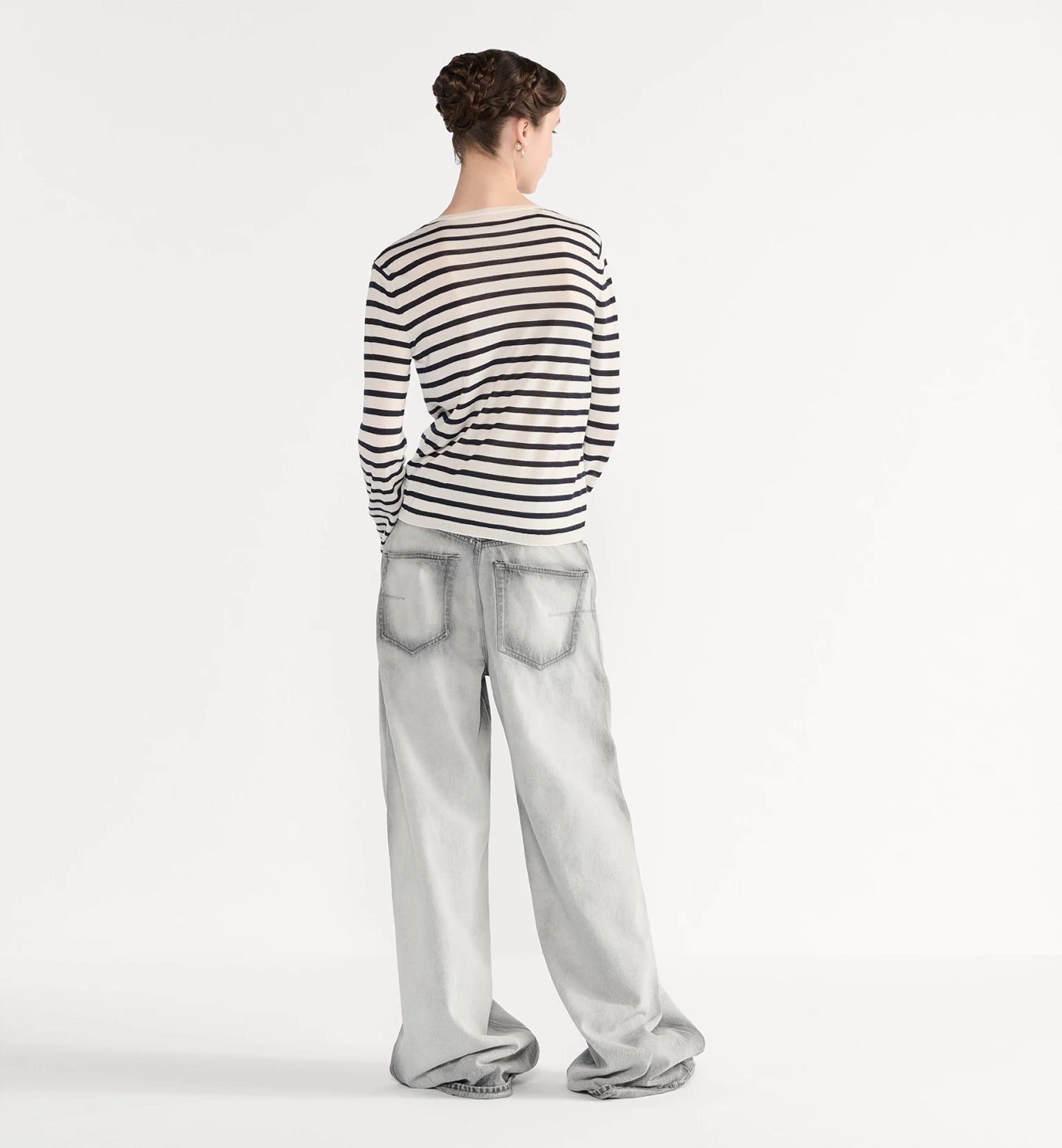 Dior 26SS Striped Lucky Number 8 Long-Sleeved Toplvet Dress