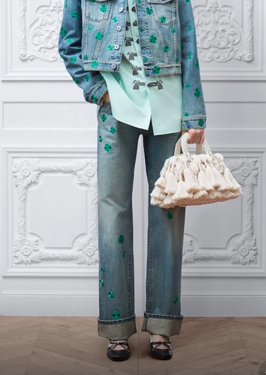 Dior 26SS Clover Embroidery Straight-Leg Trousers