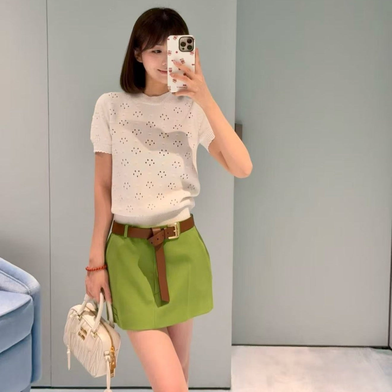 MIU* Open-Knit Top