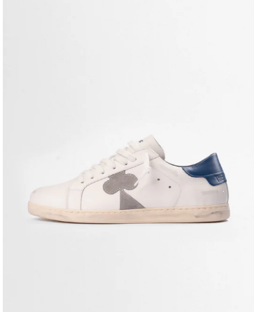 Distressed Leather Sneaker: Geneva - BLACK HEEL