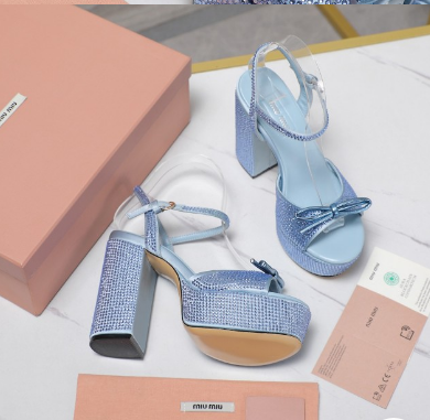 MIU* 25SS high heel rhinestone sandals