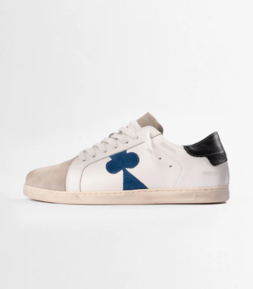 Distressed Leather Sneaker: Geneva - BLACK HEEL