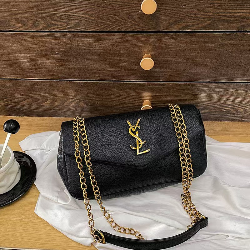 Vintage lychee-patterned shoulder bag