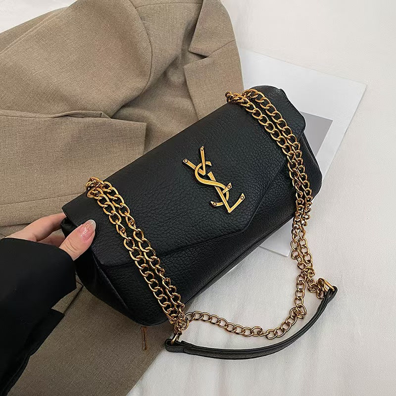 Vintage lychee-patterned shoulder bag