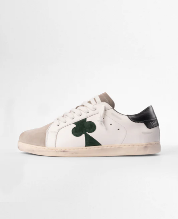 Distressed Leather Sneaker: Geneva - BLACK HEEL