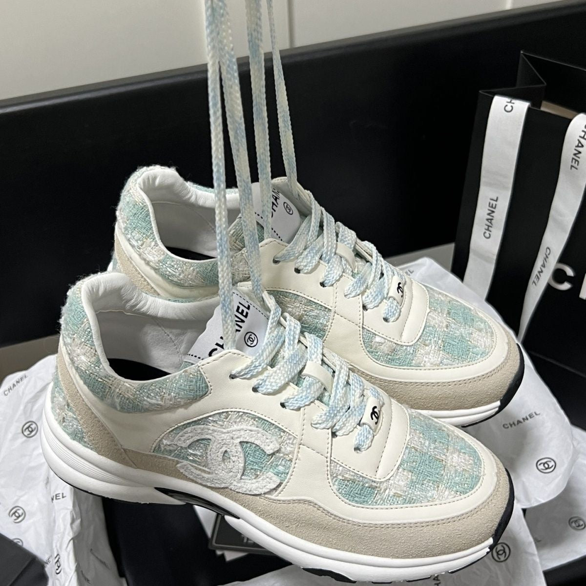 C C dark print sneakers