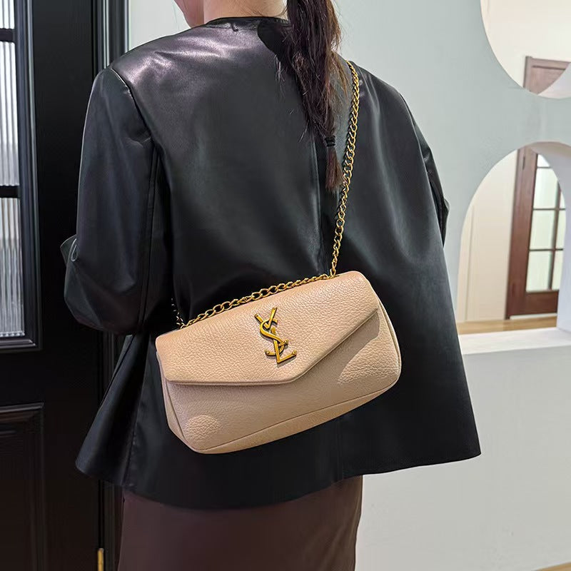 Vintage lychee-patterned shoulder bag