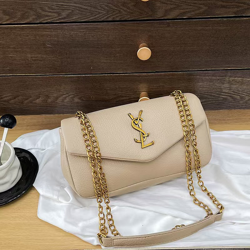 Vintage lychee-patterned shoulder bag