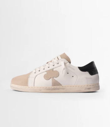 Distressed Leather Sneaker: Geneva - BLACK HEEL