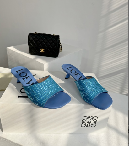 LOEW* 24SS colored diamond high heel slippers
