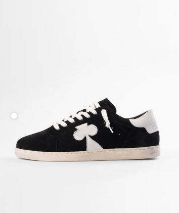 Distressed Leather Sneaker: Geneva - BLACK HEEL