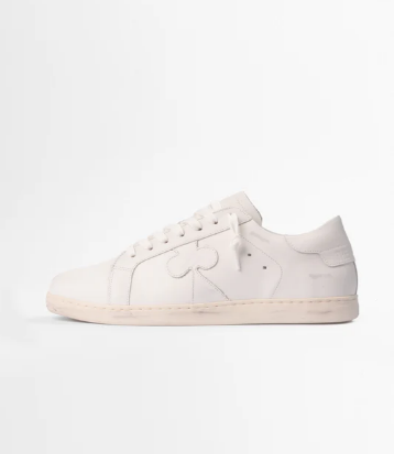 Distressed Leather Sneaker: Geneva - BLACK HEEL