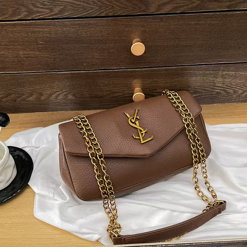 Vintage lychee-patterned shoulder bag