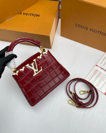 LOU* 25SS crocodile-print handbag
