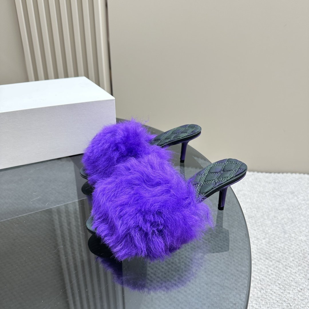 C New long plush sheepskin mules top quality 1:1 VIP