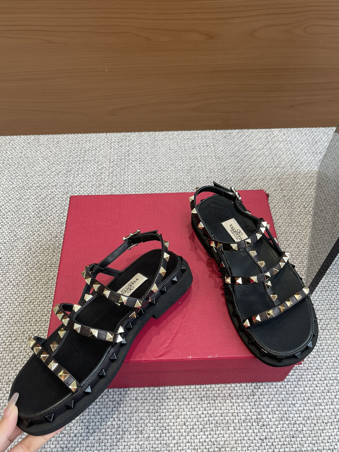 Square toe studded platform sandals Va***VIP1：1