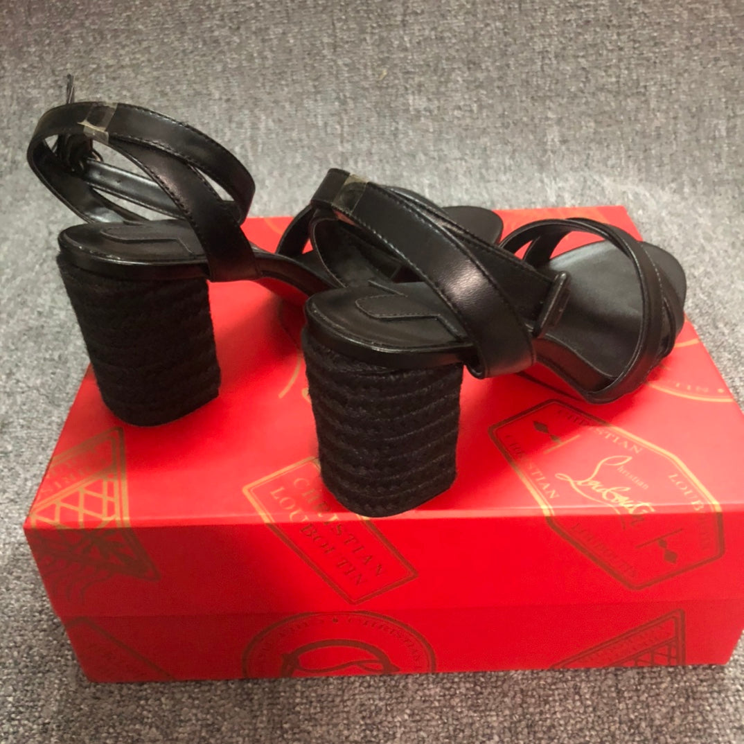 Christia* Loubouti* new hemp rope thick heel sandals