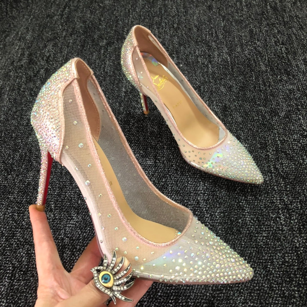 Christian Louboutin* new women's high heels rhinestone pointed toe