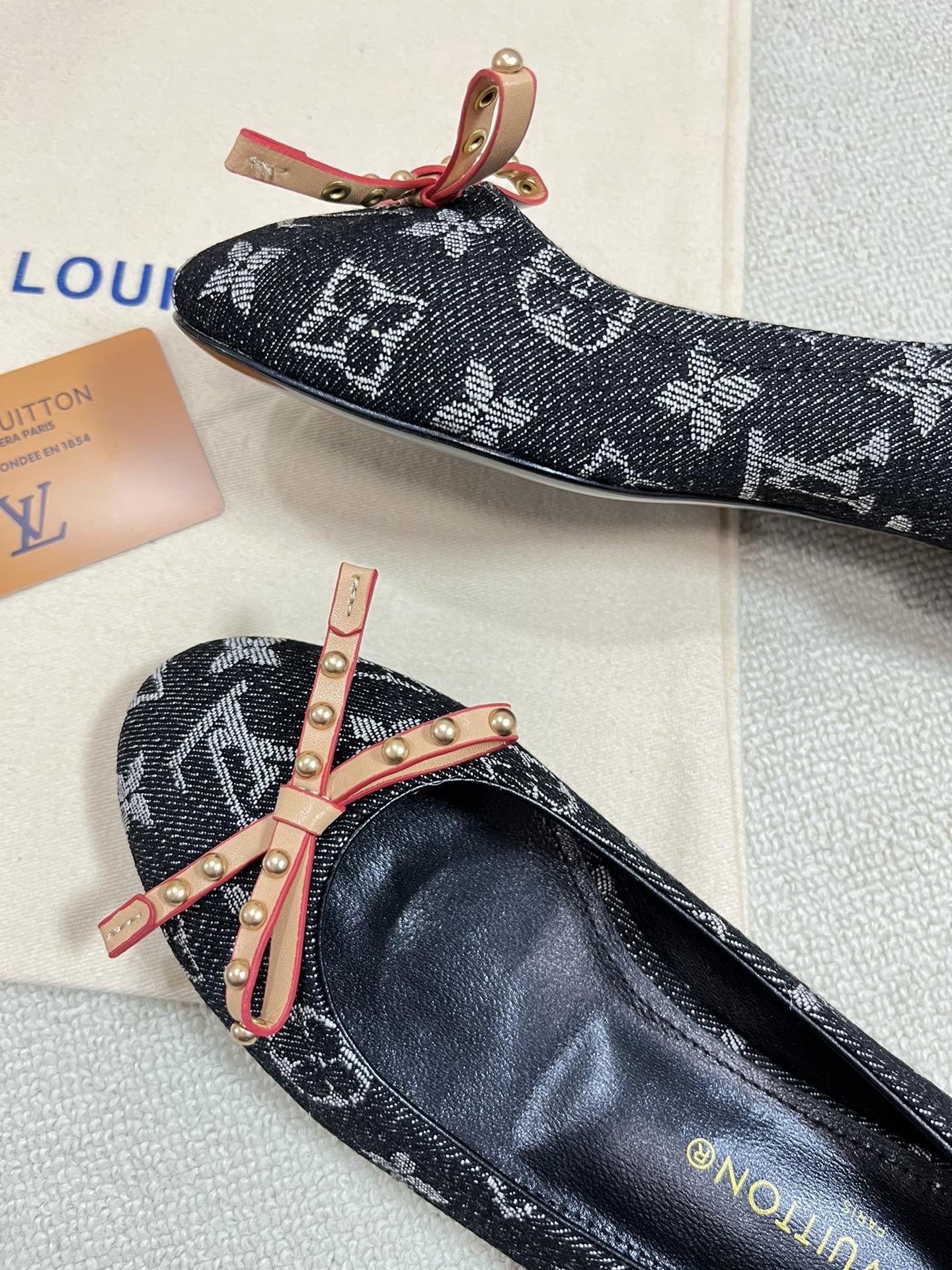 Spring new denim L bow ballet shoesVIP1：1