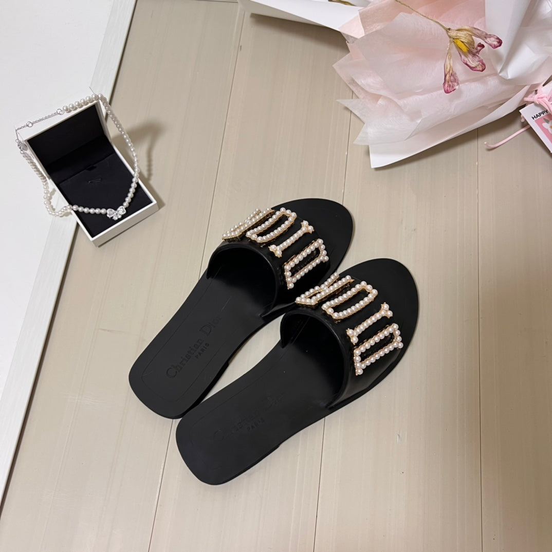 Industrial pearl letter slippers/DI trendy shoe slippers