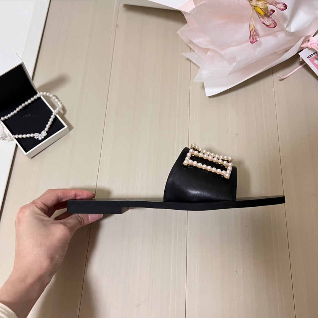 Industrial pearl letter slippers/DI trendy shoe slippers