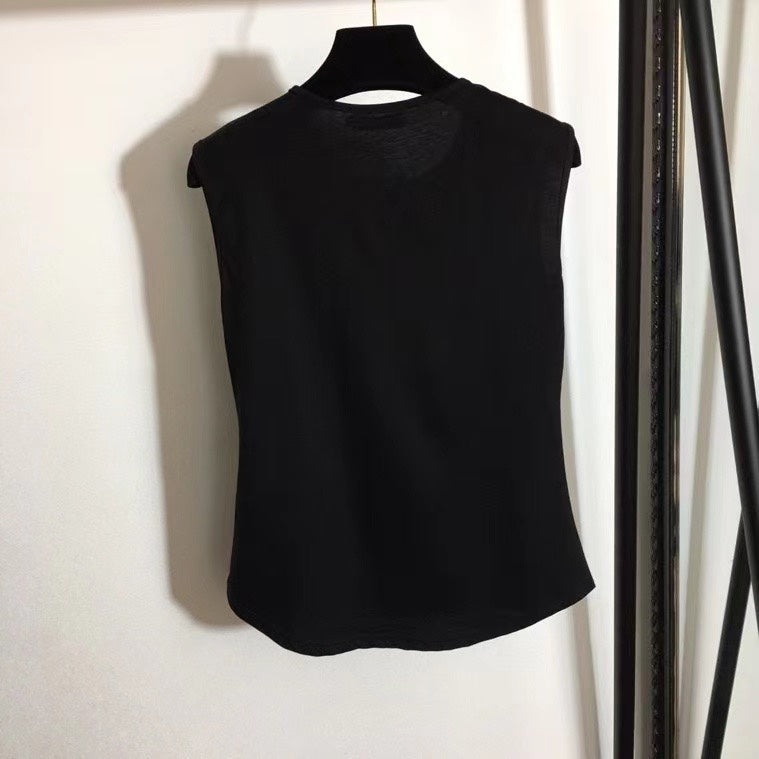 Balmai* new hot stamping printing custom metal shoulder buckle sleeveless T-shirt small vest