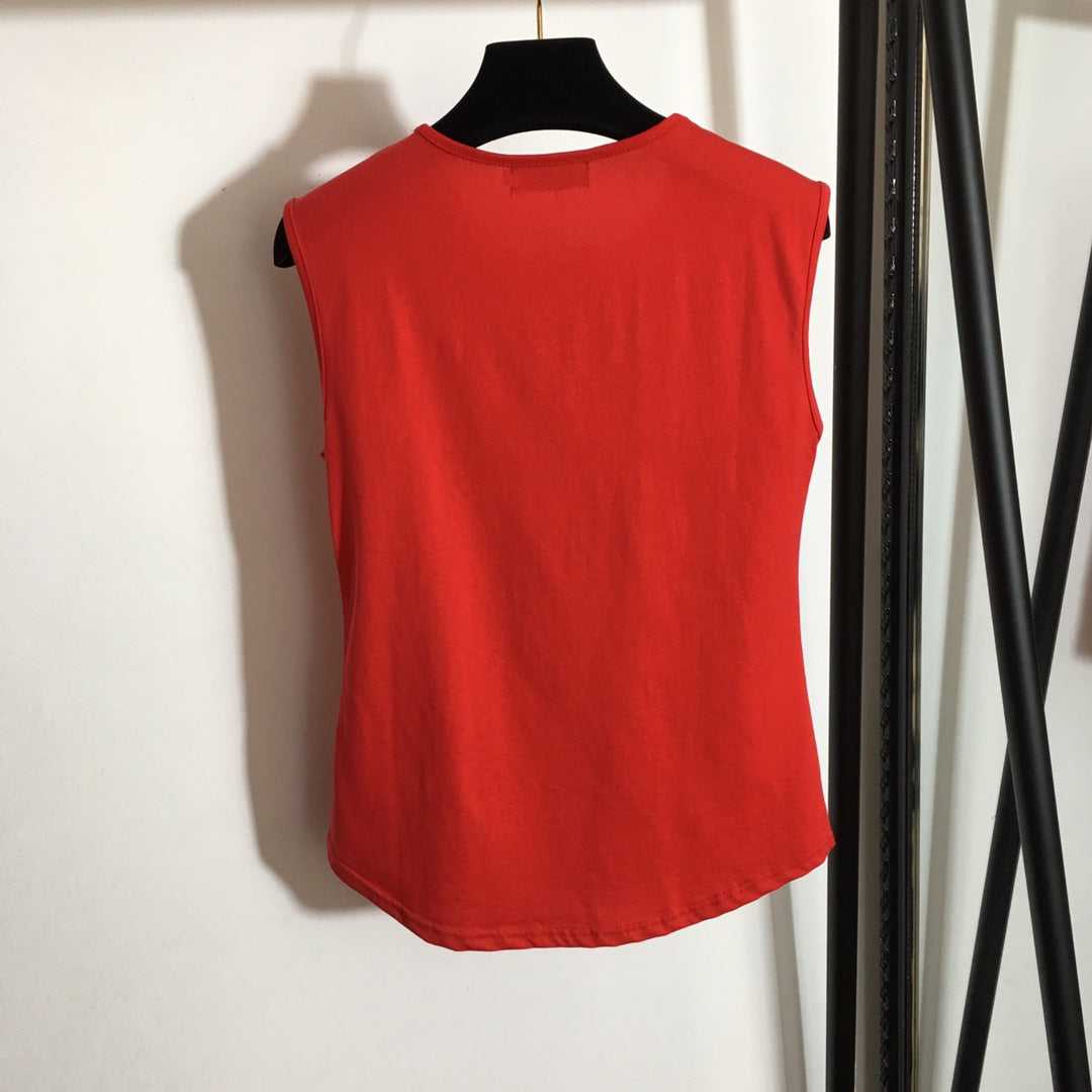 Balmai* new hot stamping printing custom metal shoulder buckle sleeveless T-shirt small vest