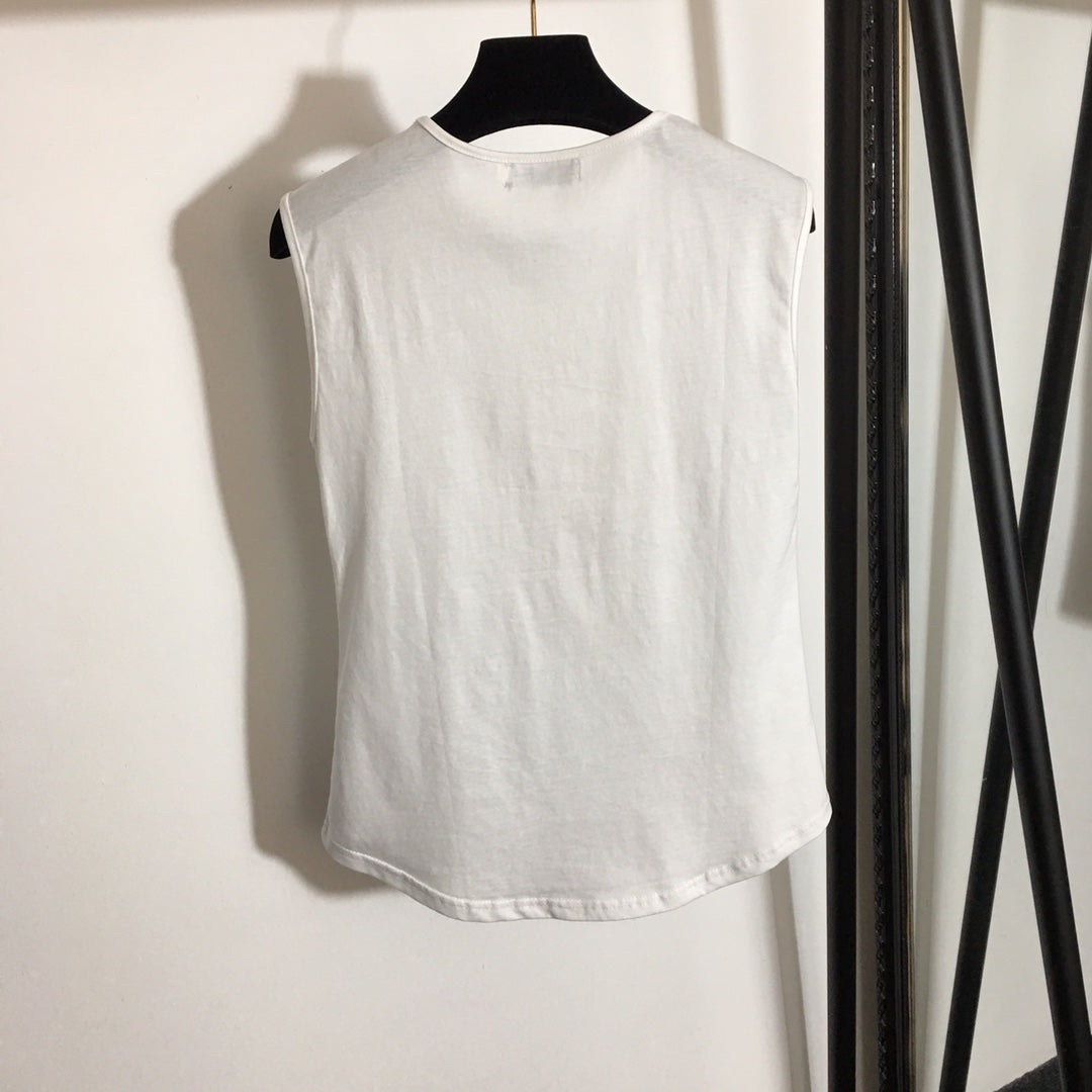 Balmai* new hot stamping printing custom metal shoulder buckle sleeveless T-shirt small vest