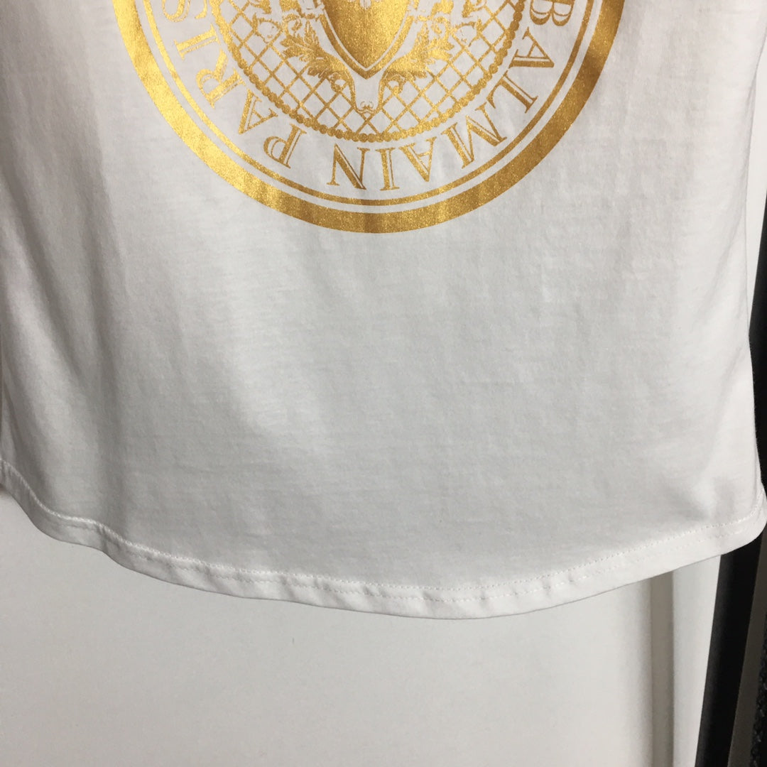 Balmai* new hot stamping printing custom metal shoulder buckle sleeveless T-shirt small vest