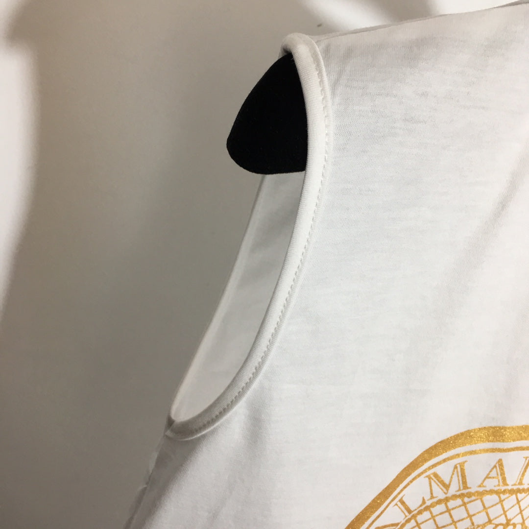 Balmai* new hot stamping printing custom metal shoulder buckle sleeveless T-shirt small vest