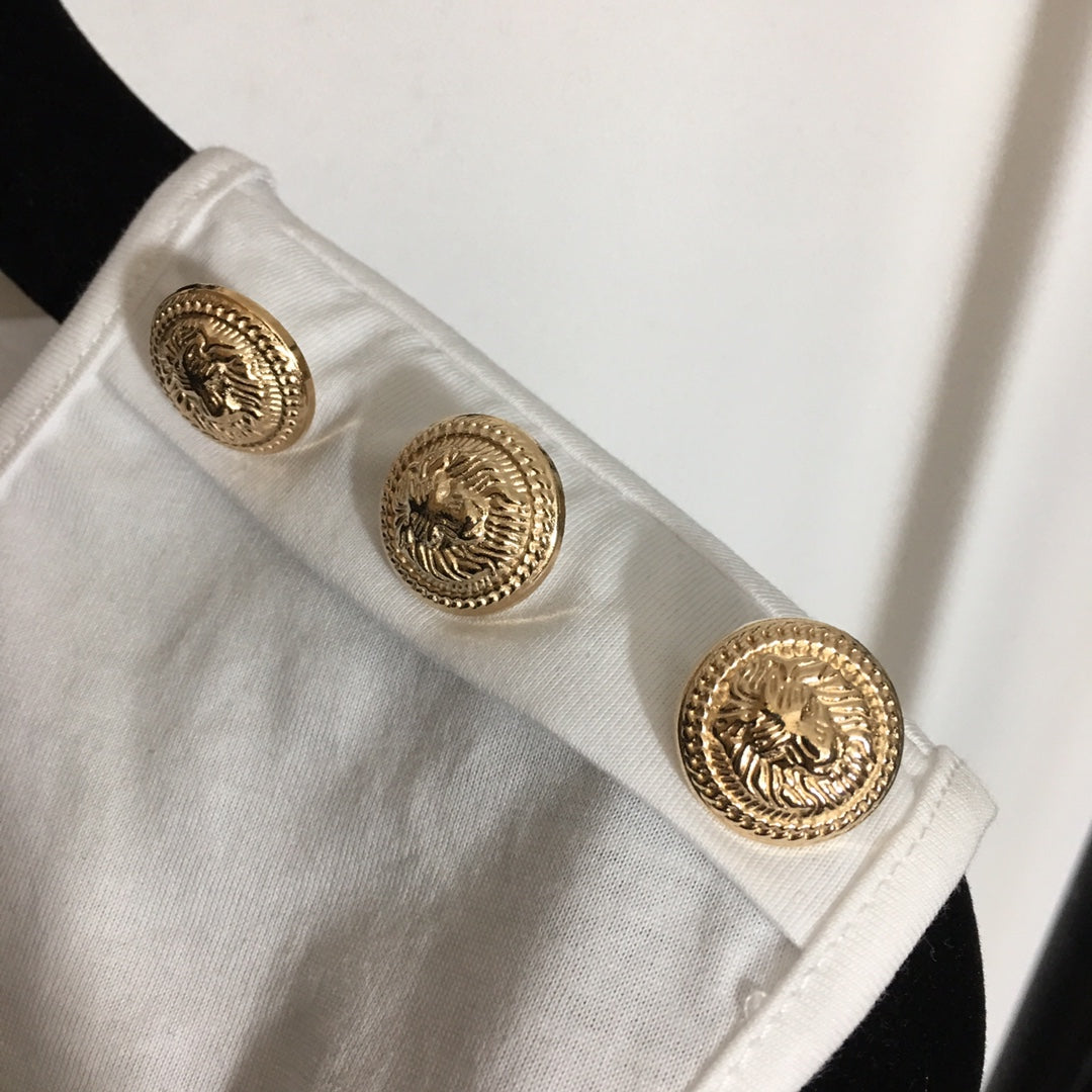 Balmai* new hot stamping printing custom metal shoulder buckle sleeveless T-shirt small vest