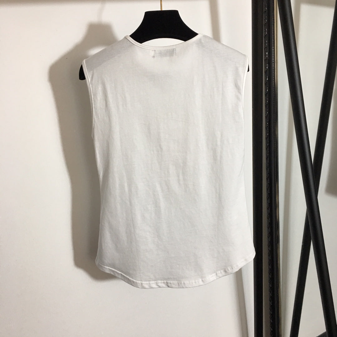 Balmai* new hot stamping printing custom metal shoulder buckle sleeveless T-shirt small vest