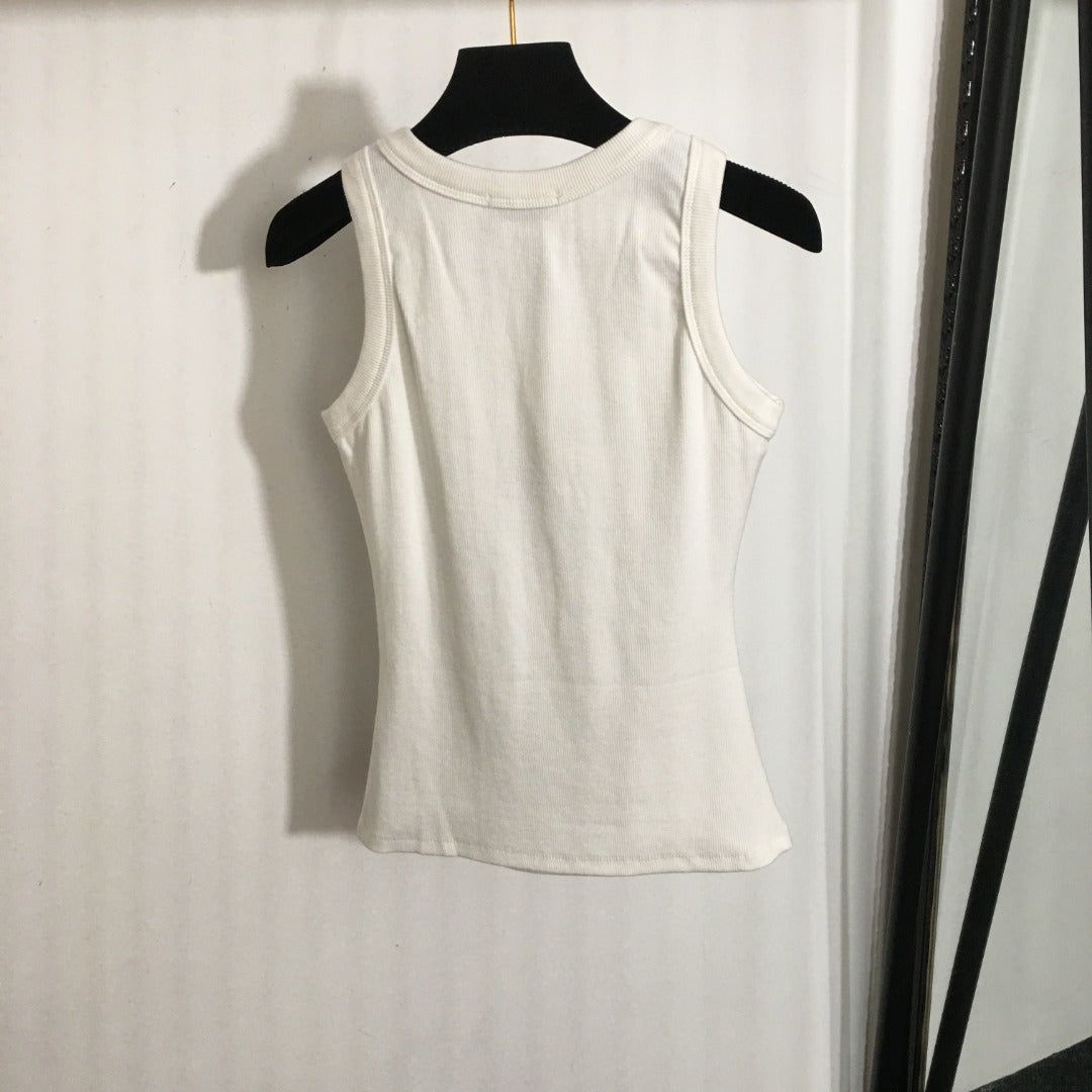 Chane* newest Chanel logo embroidered cotton vest07