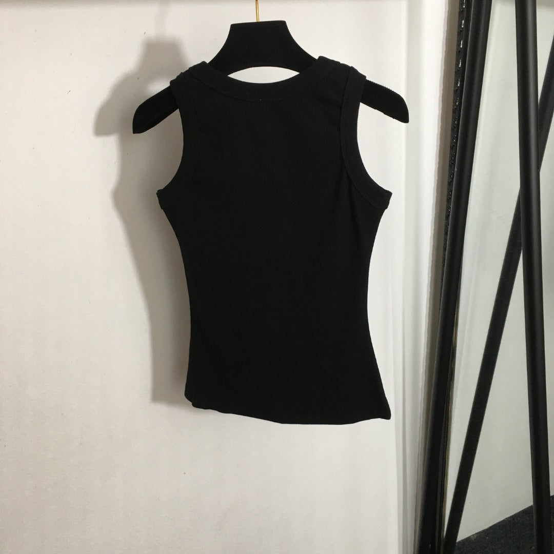 Chane* newest Chanel logo embroidered cotton vest07