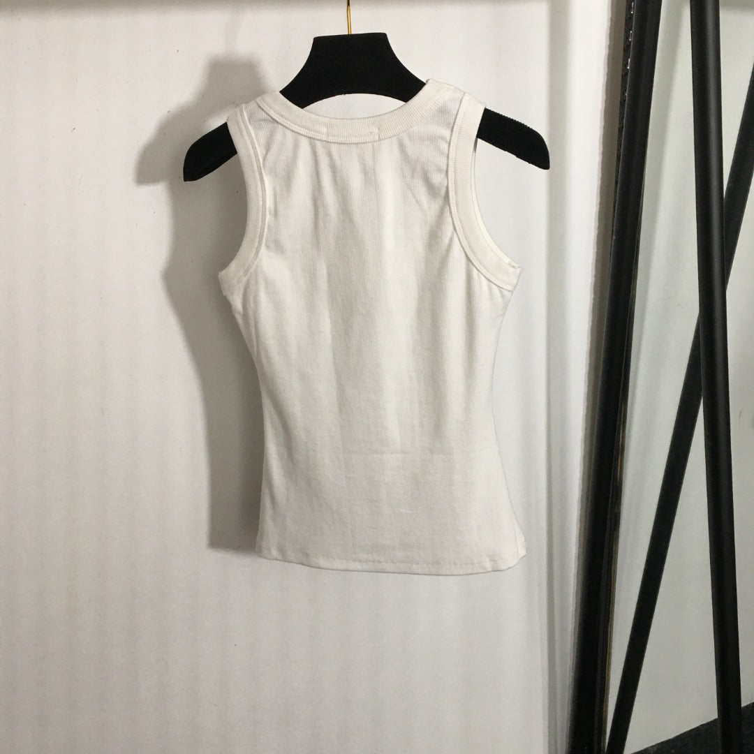 Celin* new simple logo embroidered cotton vest07