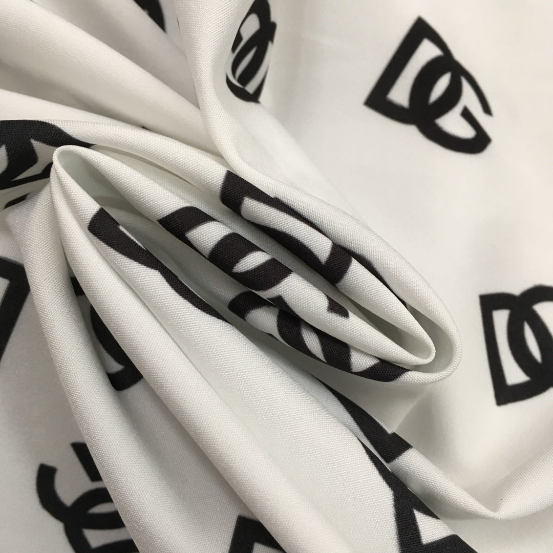 DG*New All Over Letter Print Bow Tie Collar Long Sleeve Shirt07