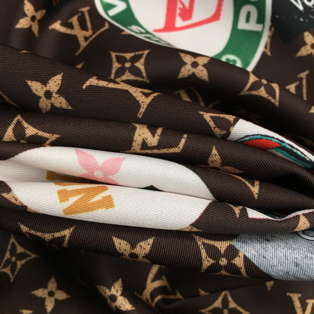 LV* new home style pajama set, retro stamp old flower logo printed short-sleeved shirt + shorts